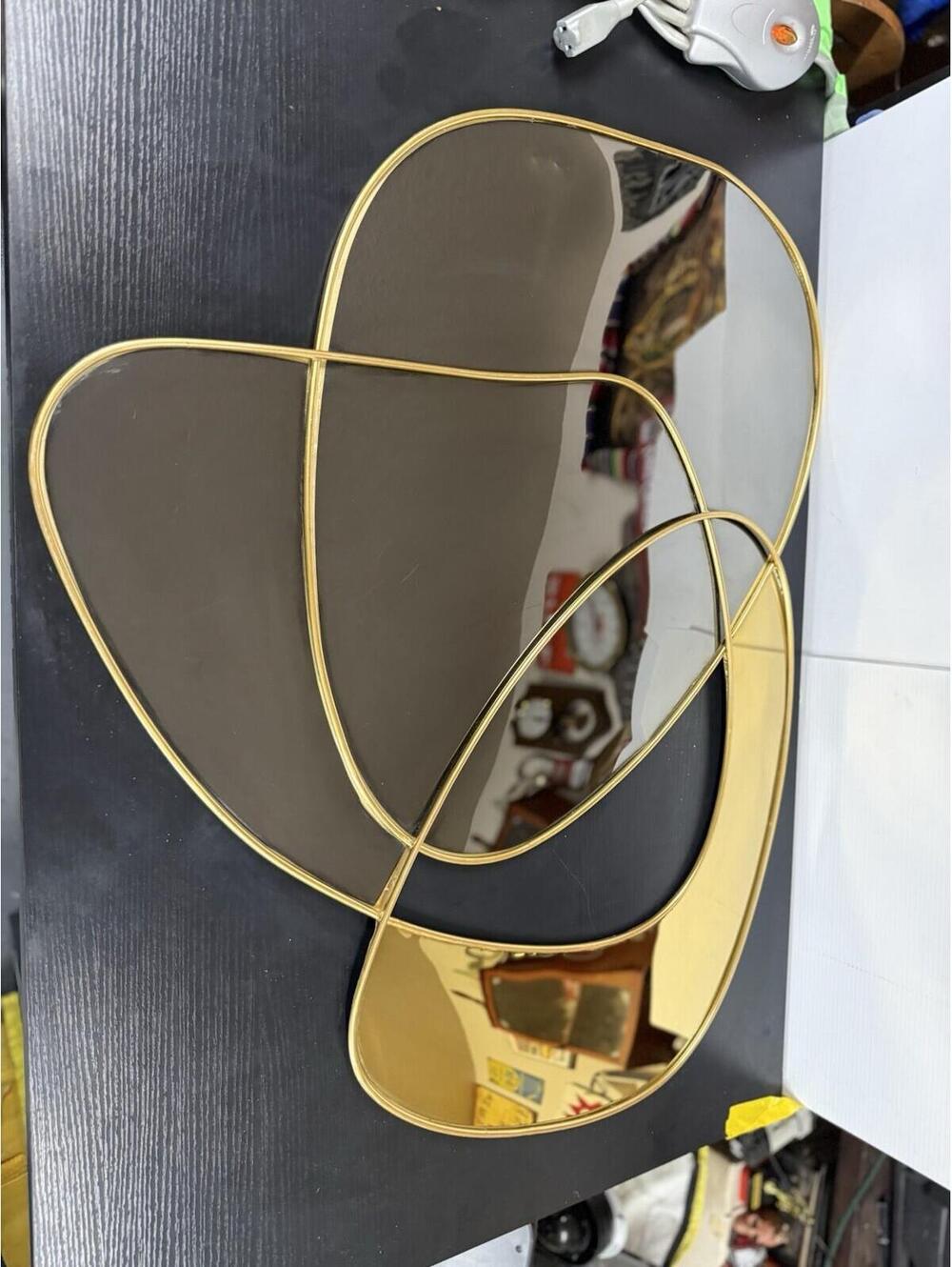 Modern Gold Abstract Geometric Wall Mirror Set Mid Century Decor